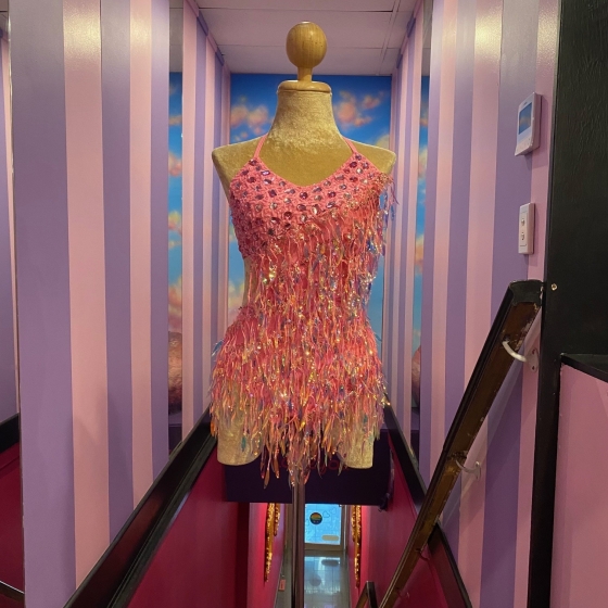 Light Pink Taylor Mirror-Sequin Fringe Bodysuit