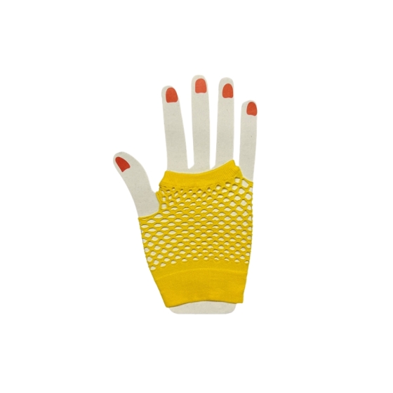 Yellow Fishnet Fingerless Wrist Gloves
