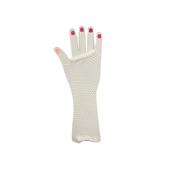 White Medium Length Fishnet Fingerless Gloves