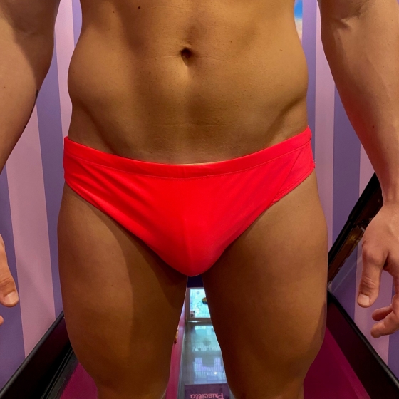 Neon Red Men's Lycra Hot Pants