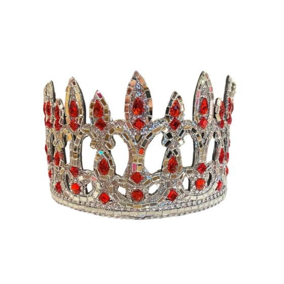 Red-Silver Mirrored and Jewelled Flexi Crown