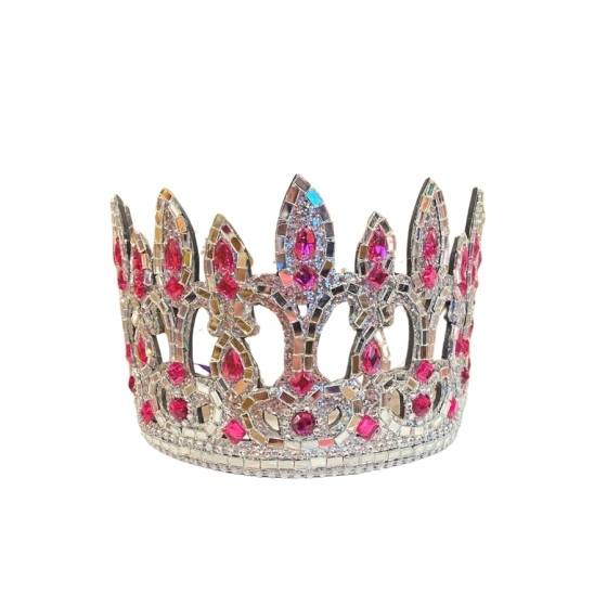 Pink-Silver Mirrored and Jewelled Flexi Crown