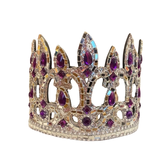 Silver-Purple Mirrored and Jewelled Flexi Crown