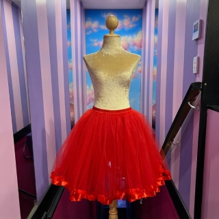 Red Soft Net Skirt 20" with Satin Ribbon Trim