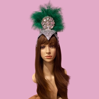 Dark Green Cherry Showgirl Headpiece
