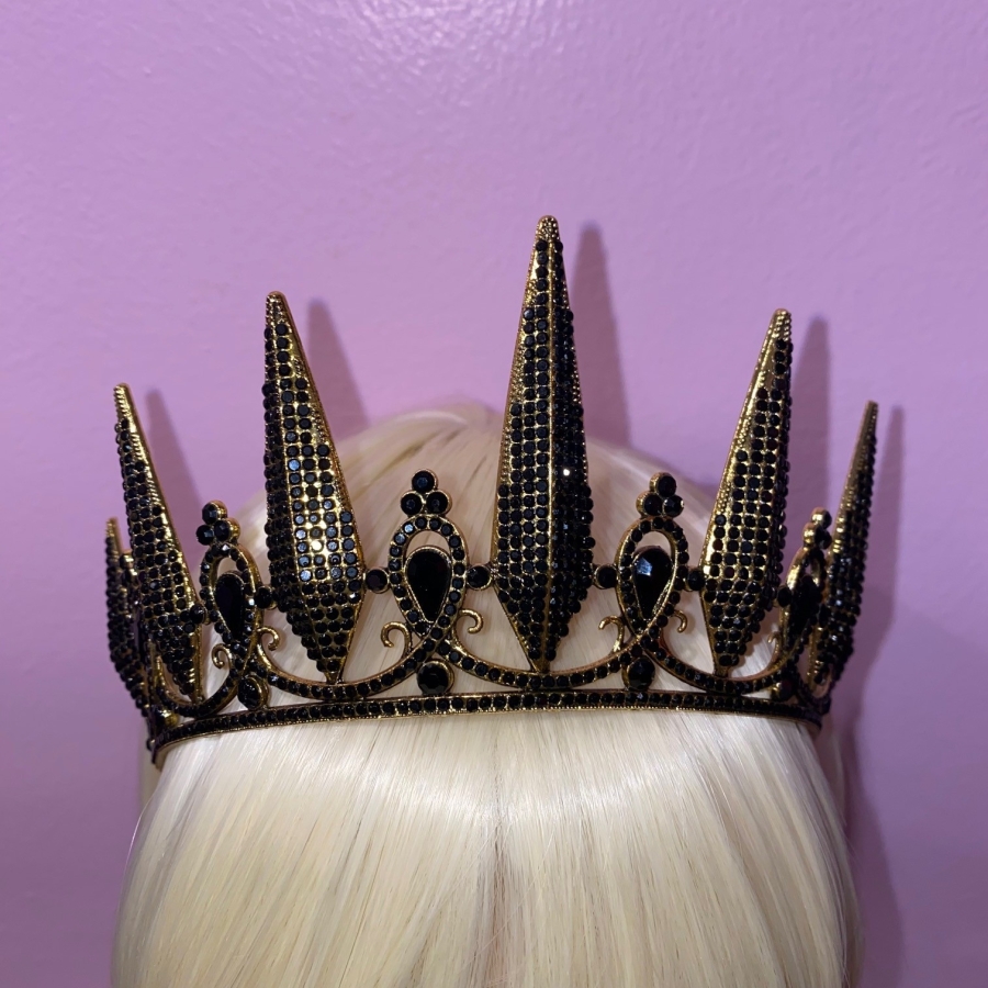 Gold Regent Tiara with Black Crystal Stones