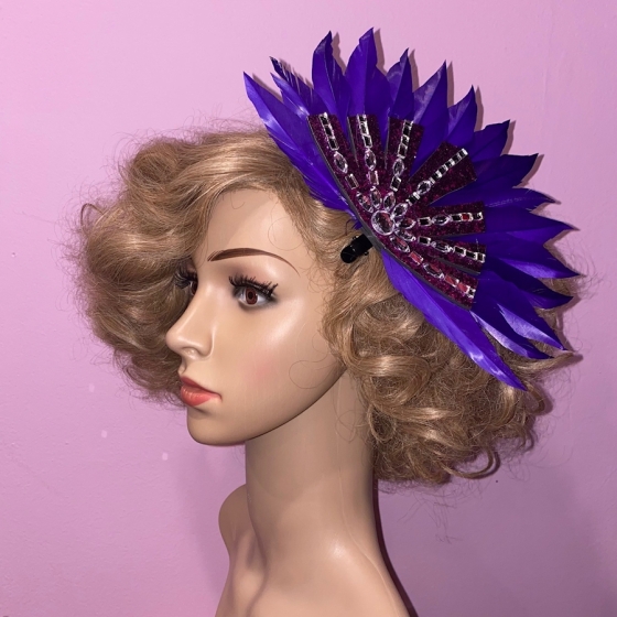 Dark Purple Spike Feathered Hair Clip (Style2)