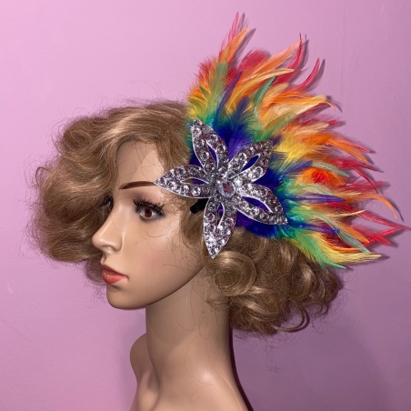 Mirrored Flower Rainbow Feathered Hair Clip