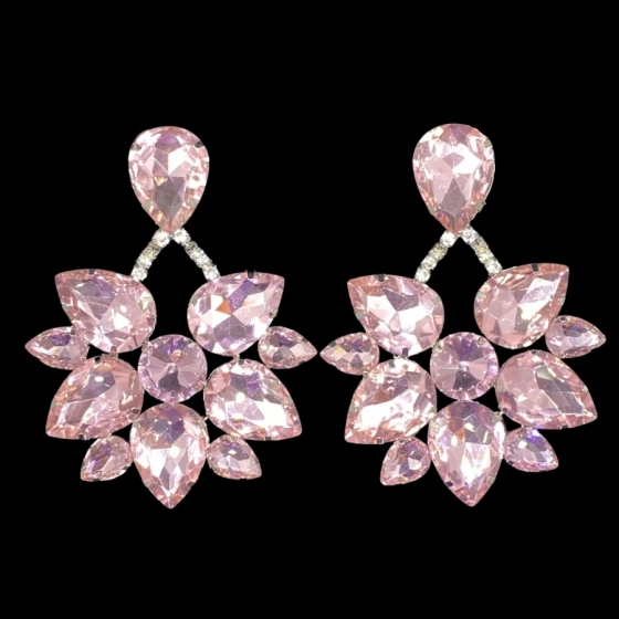 Light Pink Crystal Diamante Boat Earring