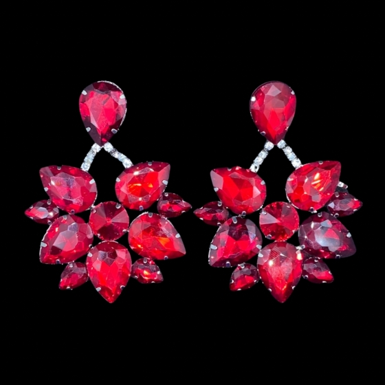 Red Crystal Diamante Boat Earring