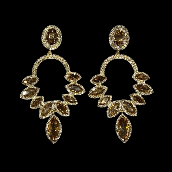 Olympia Crystal Rhinestone on Gold Clip-On Earrings