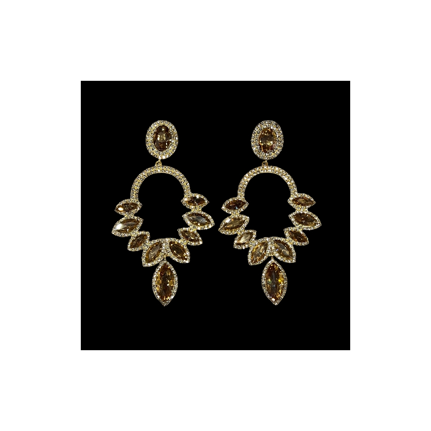 Gold Olympia Crystal Rhinestone on Gold Earrings