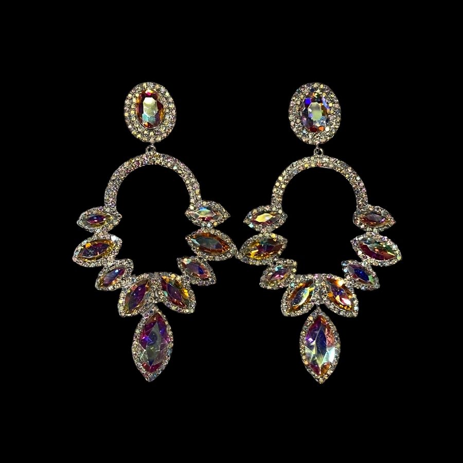Clear Olympia Crystal Rhinestone on Silver Earrings
