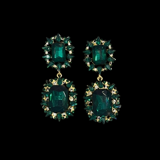 Gemini Crystal Rhinestone on Gold Clip-On Earrings