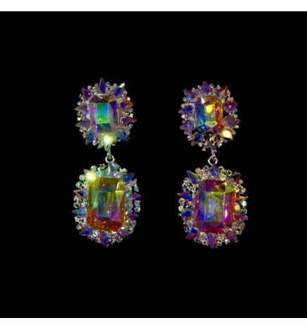 Gemini Crystal Rhinestone on Gold Clip-On Earrings