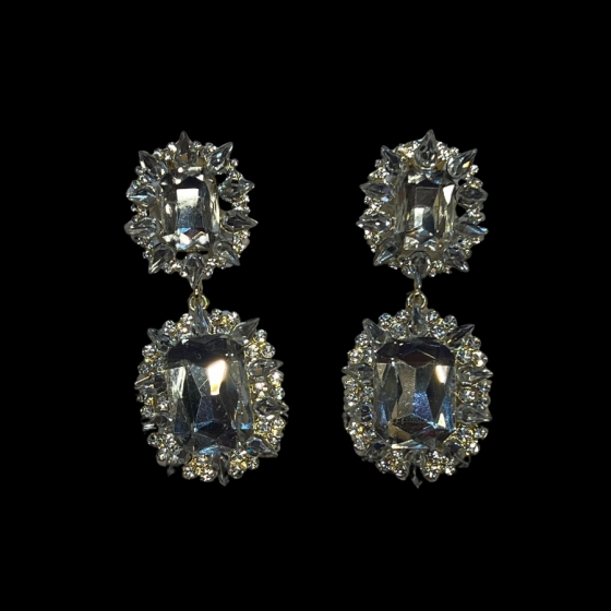 Clear Gemini Crystal Rhinestone on Gold Earrings
