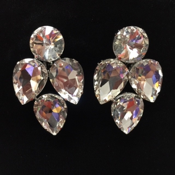 Clear Crystal Diamante Showgirl Pierced Earring