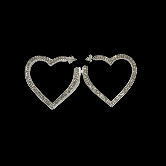 Clear Rhinestone Heart Shaped Pierced Earrings