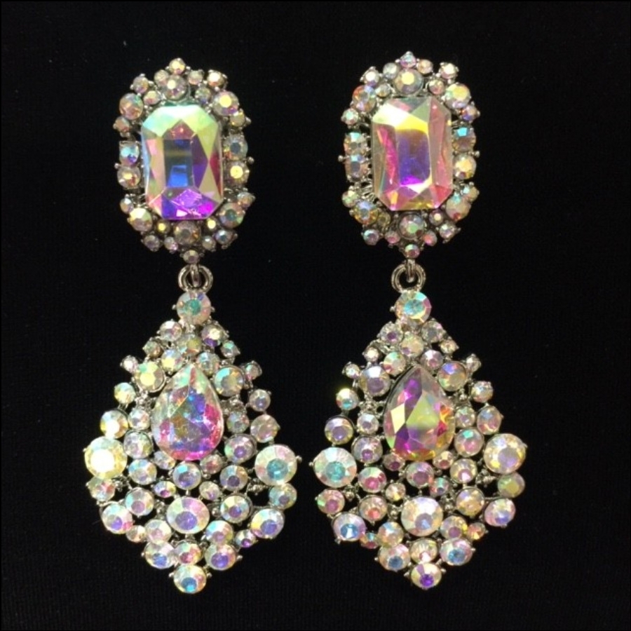 Aurora Borealis Crystal Diamante Tivoli Earrings