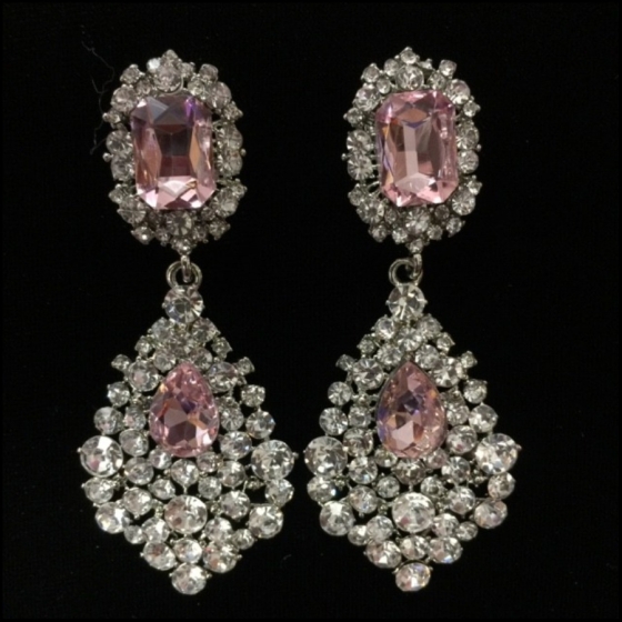 Light Pink Crystal Diamante Tivoli Earrings