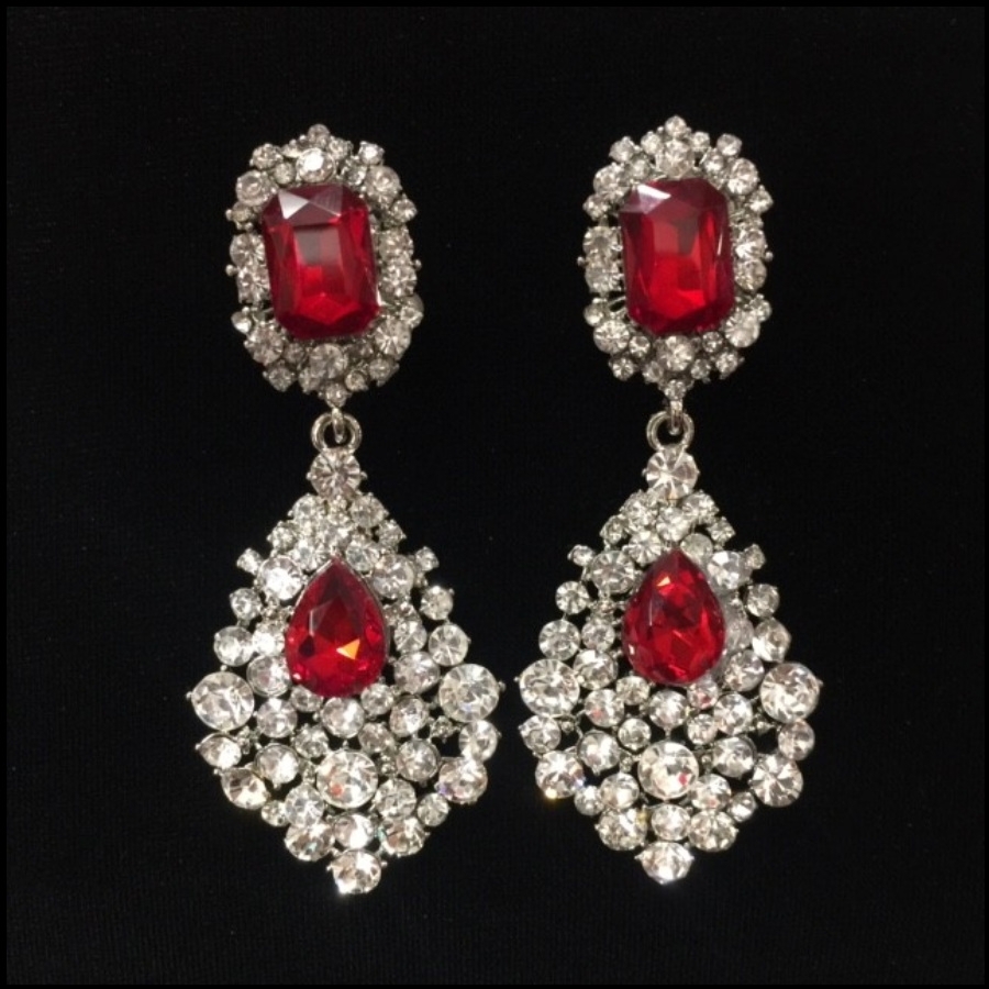 Red Crystal Diamante Tivoli Earrings