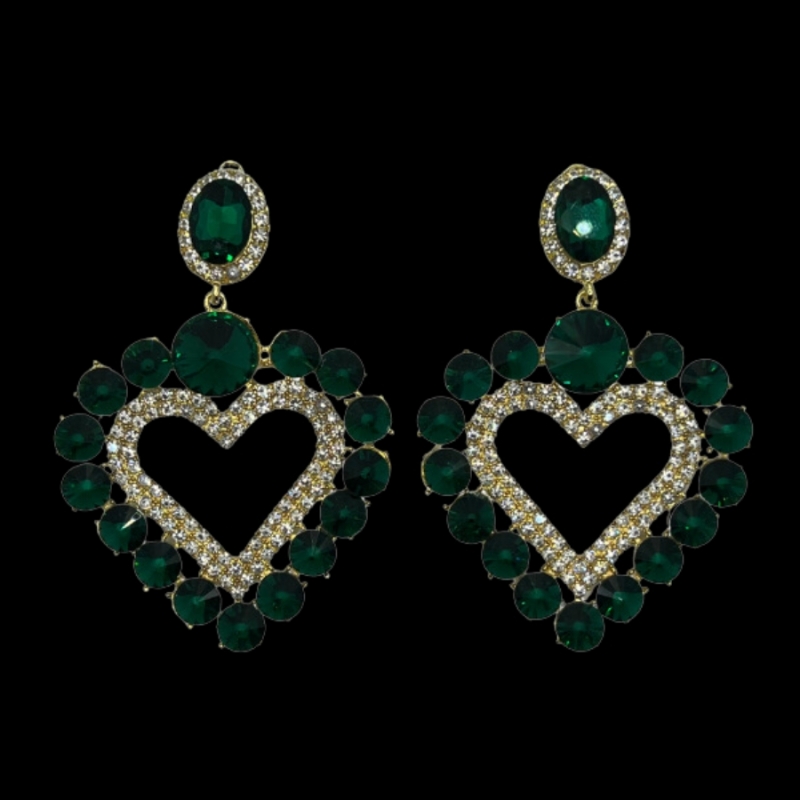 Rhinestone Love Heart Pierced Earring