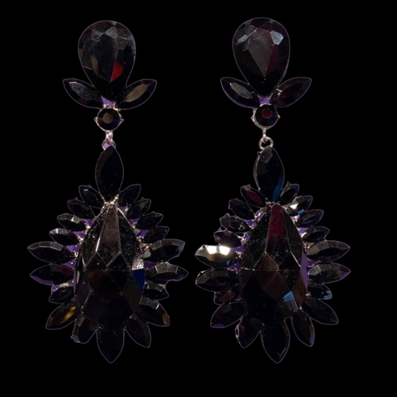 Black Crystal Diamante Vybe Earrings