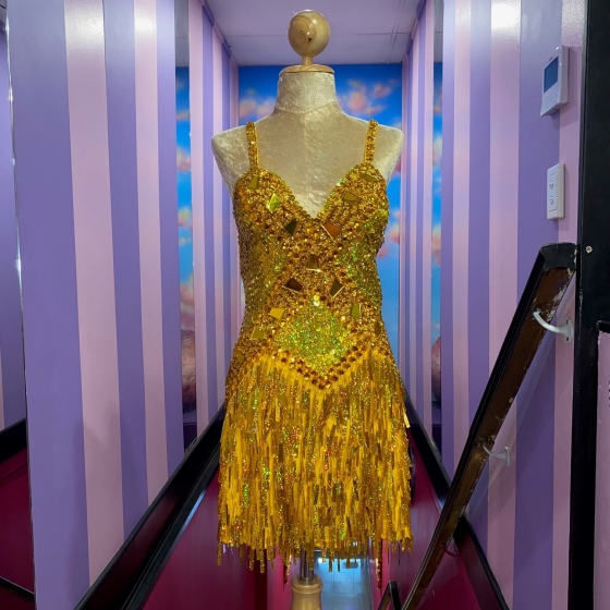 Gold High Back Disco Sequin Dress