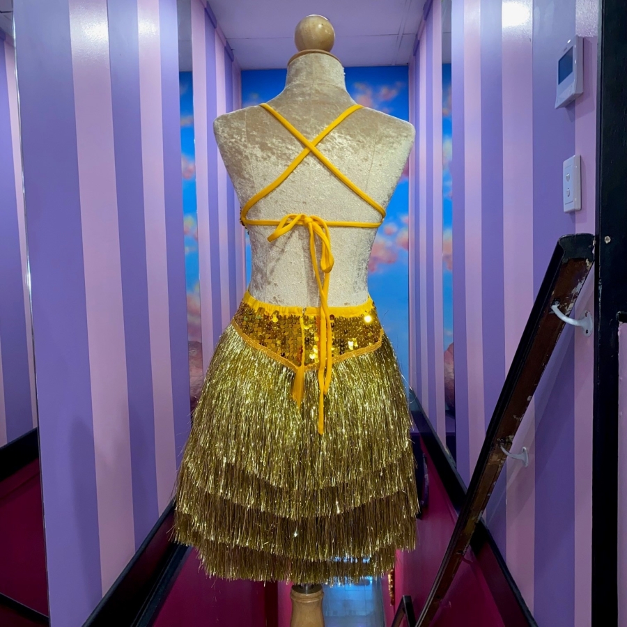 Gold Sequin-Tinsel Fringe Dress