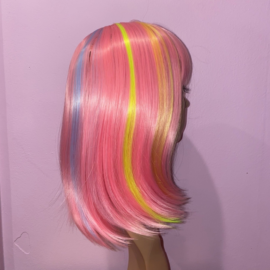 China Pastel Rainbow Short Synthetic Bob Wig