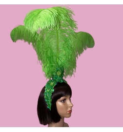 Lime Green-Lace Fountain Feathered Headpiece
