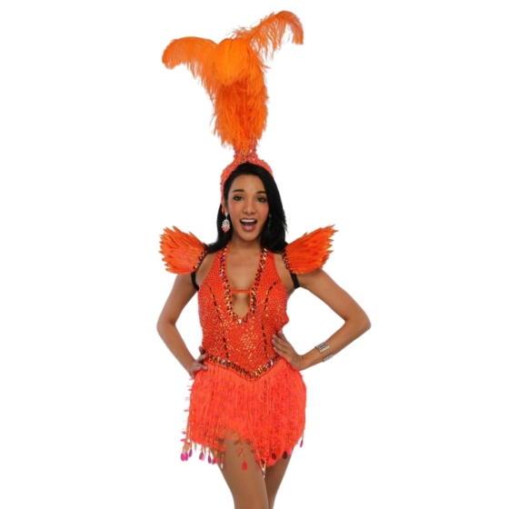 Orange-Lace Fountain Feathered Headpiece