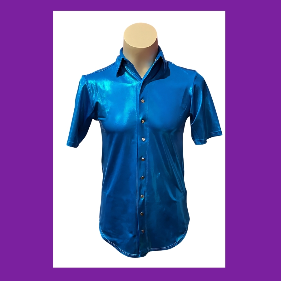 Hire-Aqua Blue Shiney Lycra Shirt