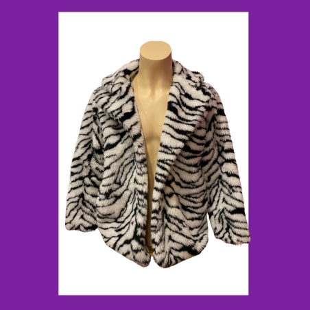 Hire-Zebra Black and White Fur Jacket