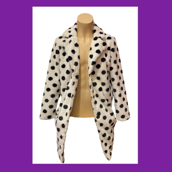 Hire-Long Black and White Spotted Fur Coat