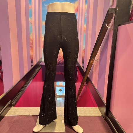 Black Unisex Stretch Diamante Flares