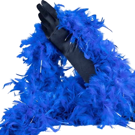 Royal Blue Turkey Feather Boa 180cm with Silver Tinsel Flick
