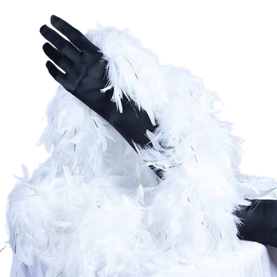 Turkey Feather Boa 180cm White with Silver Tinsel Flick