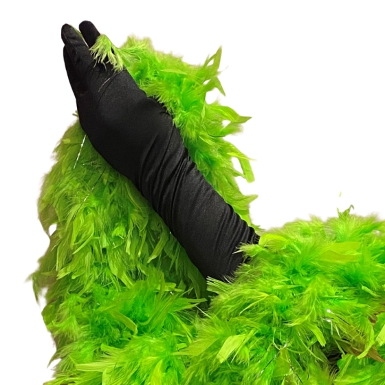 Lime Green Turkey Feather Boa 180cm with Silver Tinsel Flick