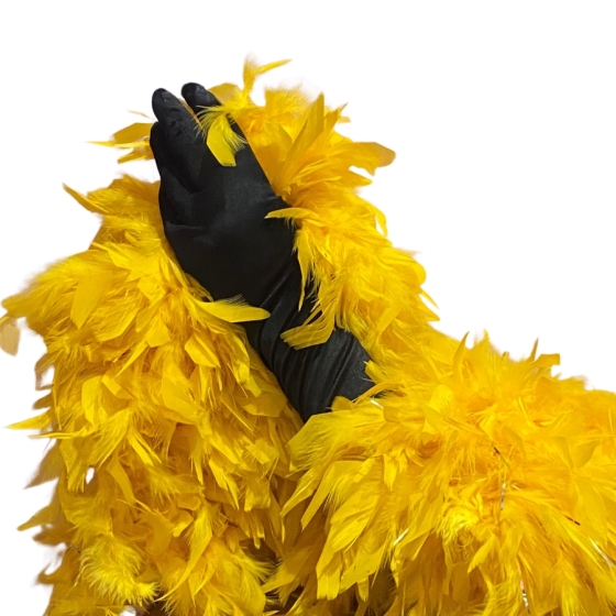 Gold Turkey Feather Boa 180cm with Silver Tinsel Flick