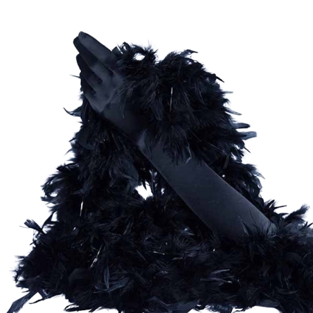 Black Turkey Feather Boa 180cm with Silver Tinsel Flick