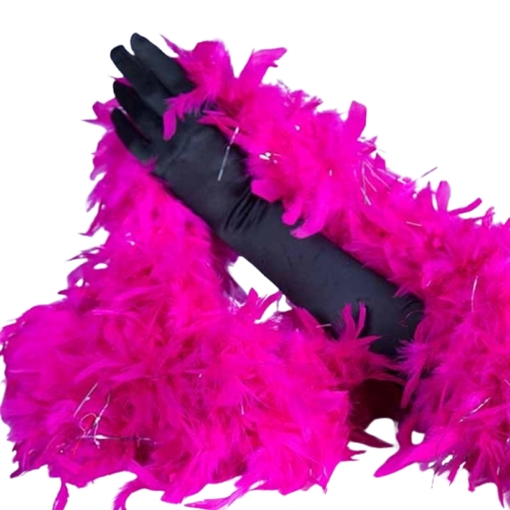 Hot Pink Turkey Feather Boa 180cm with Silver Tinsel Flick