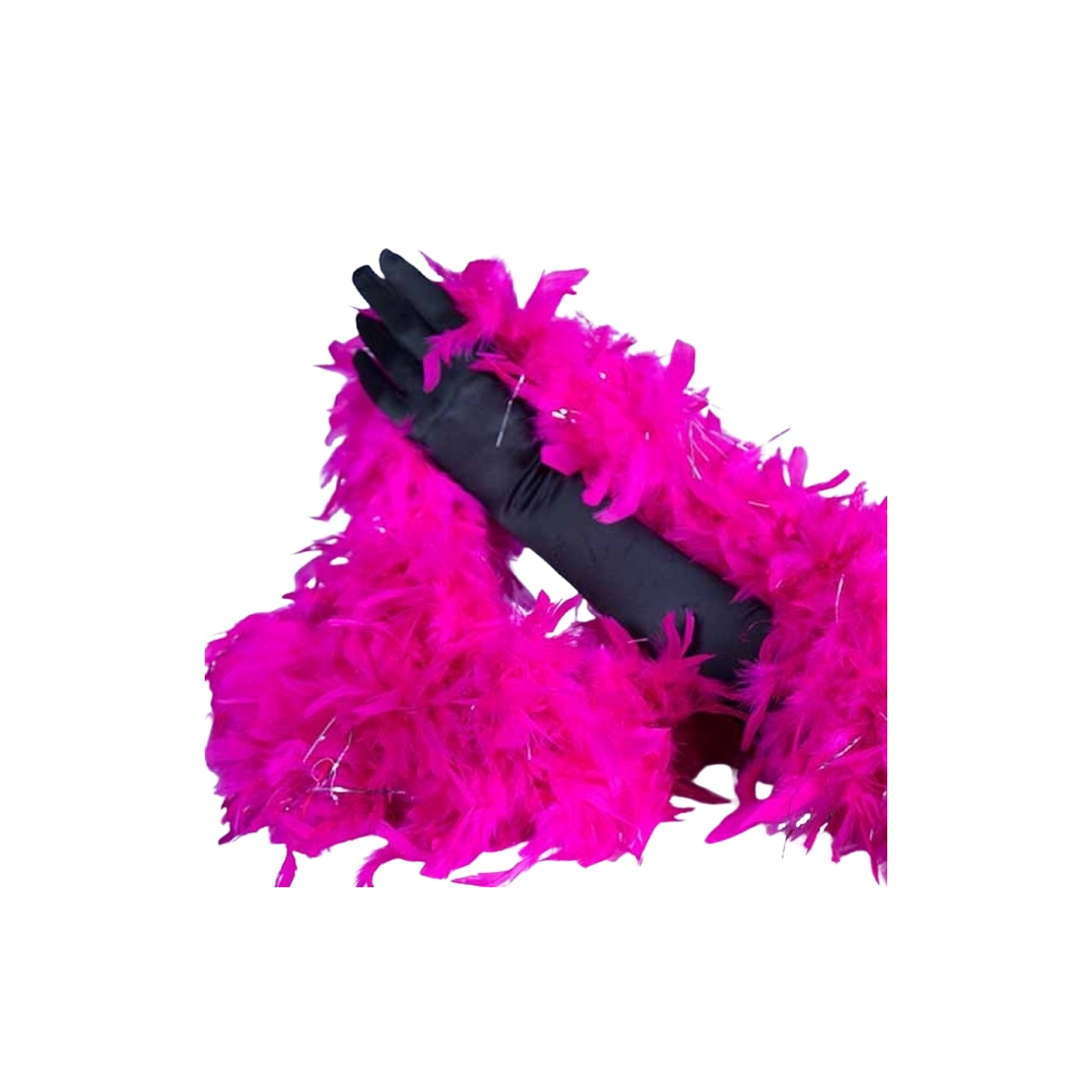 Hot Pink Turkey Feather Boa 180cm with Silver Tinsel Flick