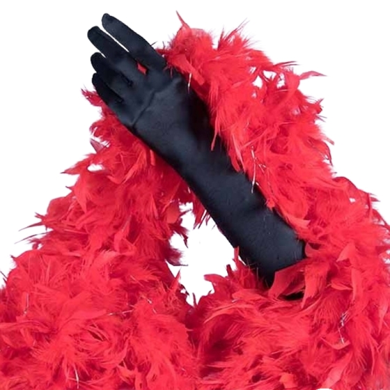 Turkey Feather Boa 180cm Red with Silver Tinsel Flick