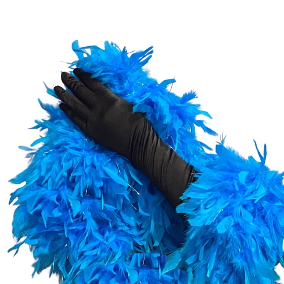 Aqua Blue Turkey Feather Boa 180cm with Silver Tinsel Flick