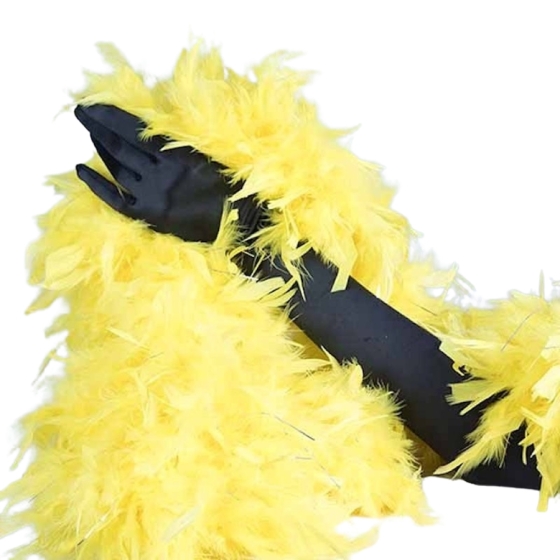 Turkey Feather Boa 180cm Yellow with Silver Tinsel Flick