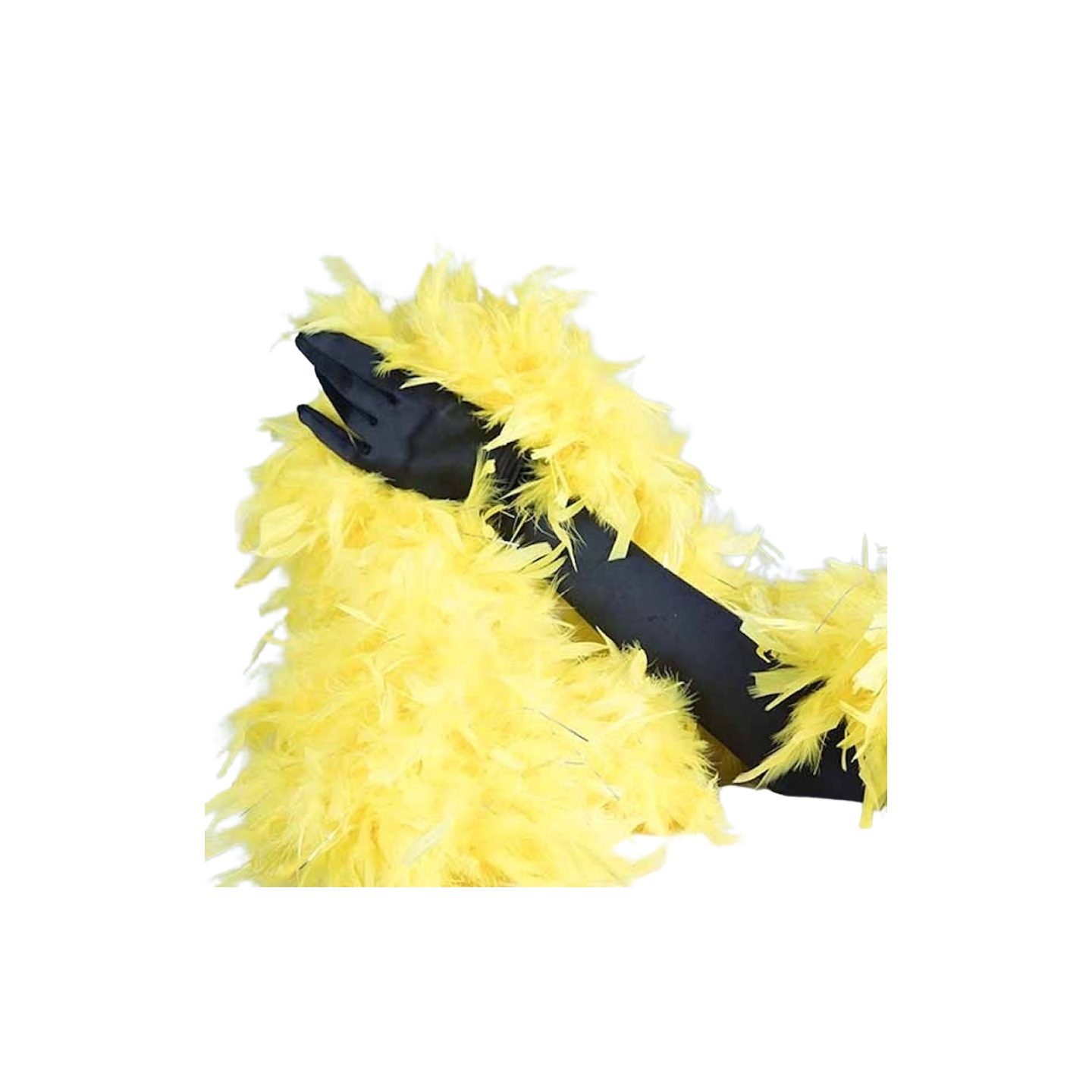 Turkey Feather Boa 180cm Yellow with Silver Tinsel Flick