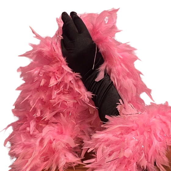 Light Pink Turkey Feather Boa 180cm with Silver Tinsel Flick