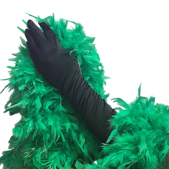 Dark Green Turkey Feather Boa 180cm with Silver Tinsel Flick