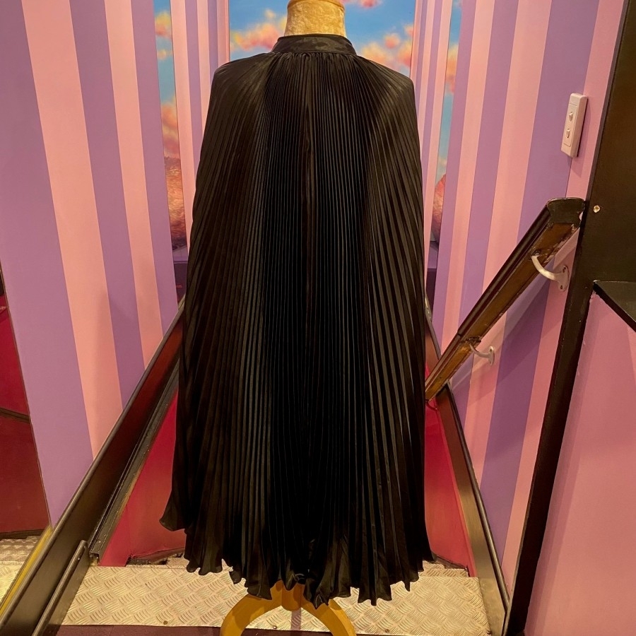 Black Satin Pleated Capes